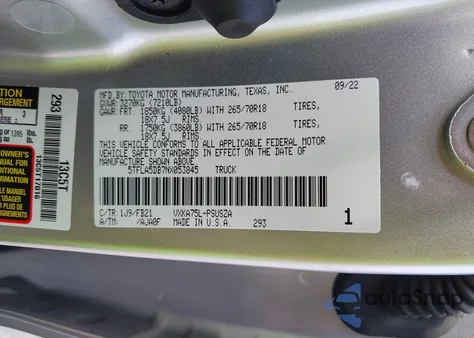 2022 Toyota Tundra Sr5 from USA, damaged, VIN 5TFLA5DB7NX053845